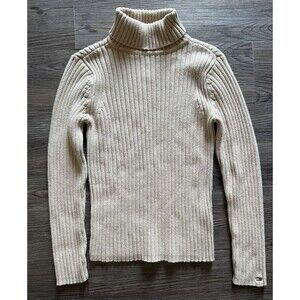 Tommy Hilfiger Womens Sweater Sz M RibbedTurtle Neck Fitted Retro Vintage